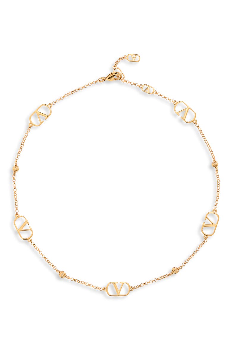 VLOGO Signature Station Necklace, Main, color, GOLD