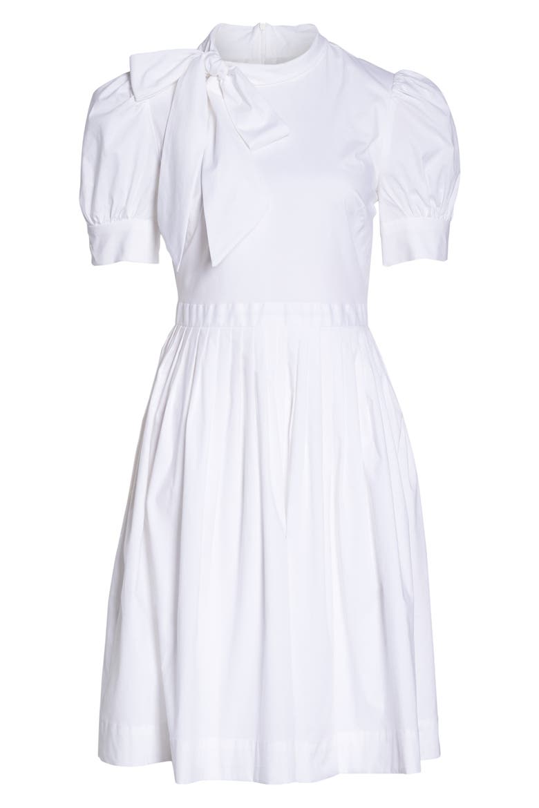 Hanna Puff Sleeve Cotton Poplin Dress, Alternate, color, WHITE