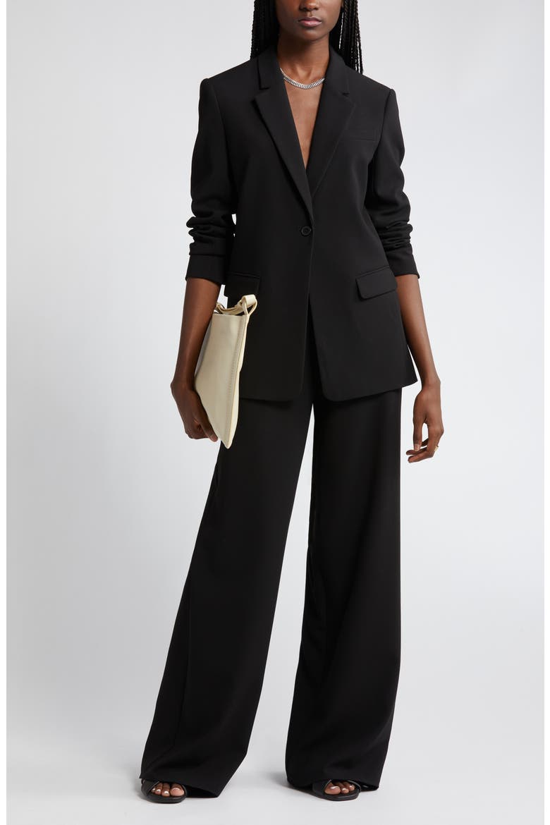 Flat Front Wide Leg Pants, Alternate, color, BLACK