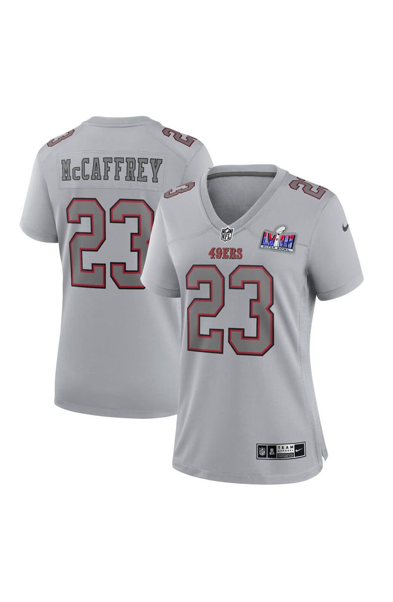 Nike Women's Nike Christian McCaffrey Gray San Francisco 49ers Super Bowl LVIII Atmosphere Fashion Game Jersey, Main, color,
