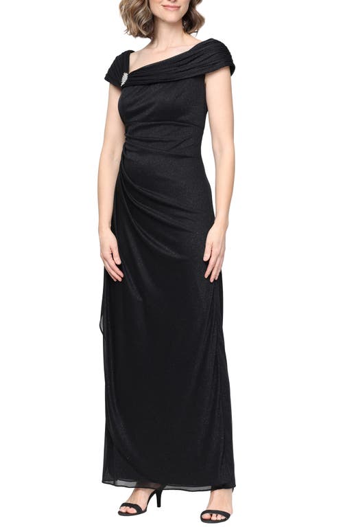 Alex Evenings Embellished L-neck Gown In Black