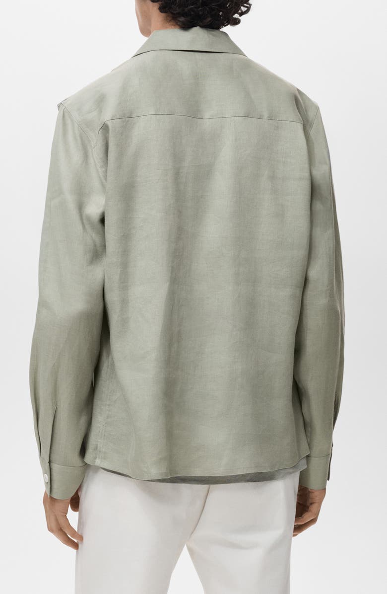 MANGO Lightweight Linen Overshirt, Alternate, color, Mint Green