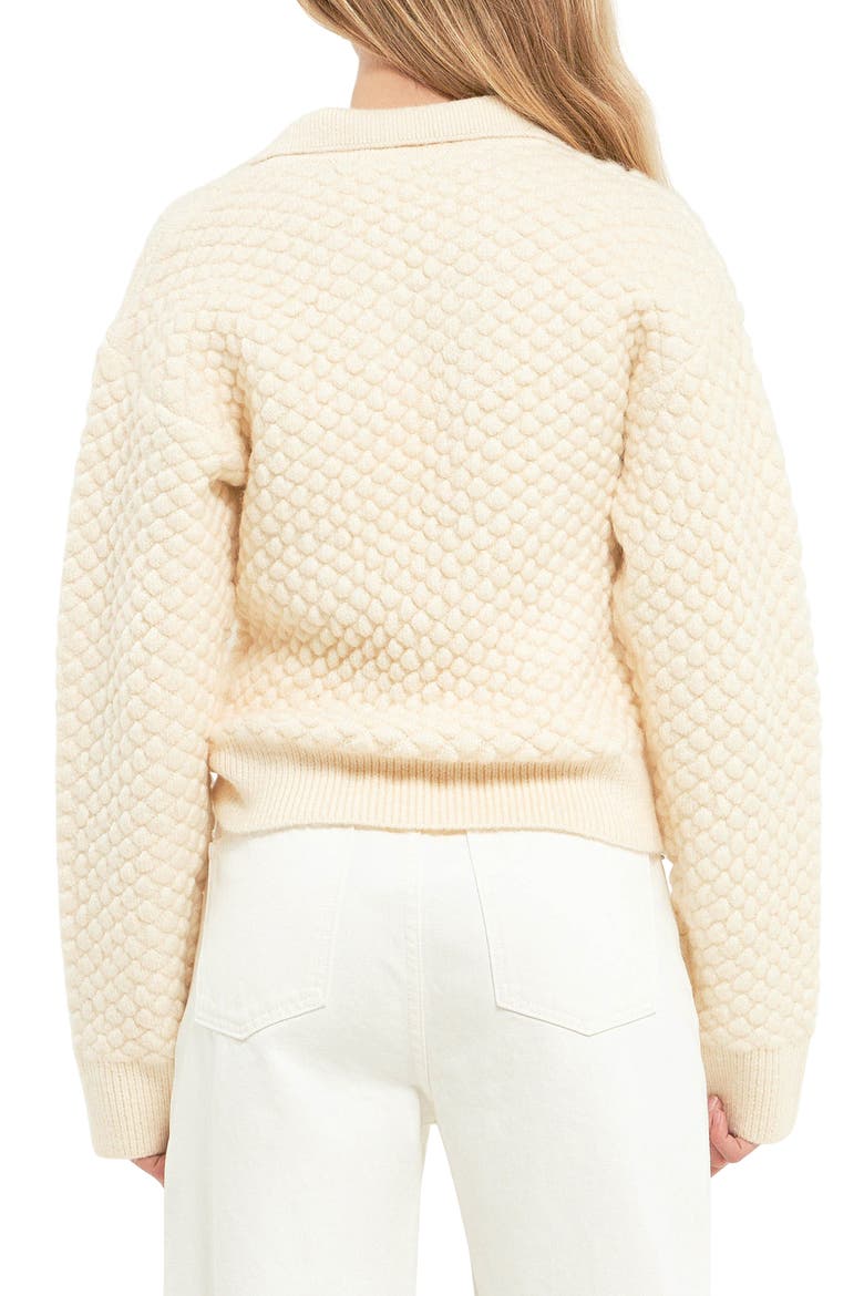 Textured V-Neck Sweater, Alternate, color, IVORY