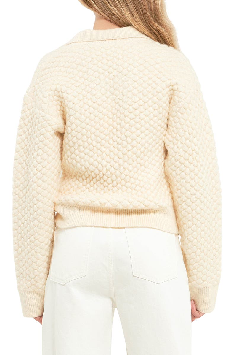 English Factory Textured V-Neck Sweater, Alternate, color, Ivory