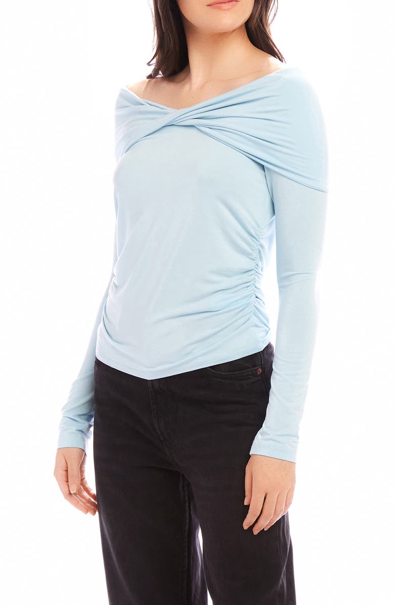 FIFTEEN TWENTY Jillian Shirred Off the Shoulder Top, Alternate, color, Baby Blue