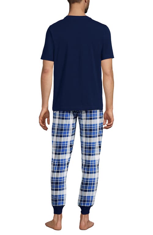 Lands' End Knit Jersey Pajama Sleep Set In Blue