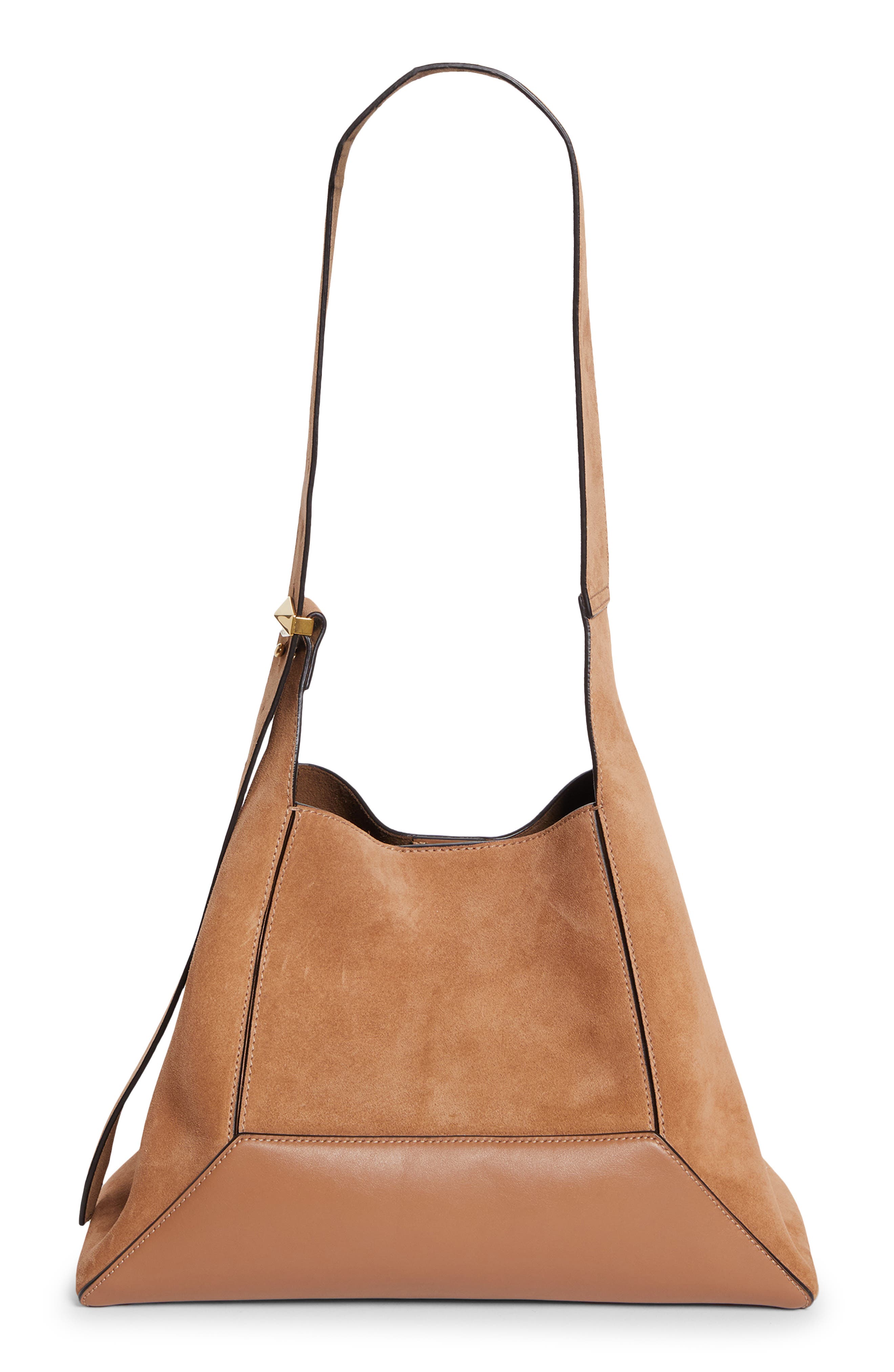 Jimmy Choo Medium Diamond Leather & Suede Hobo Bag, Alternate, color, Toffee/ Gold