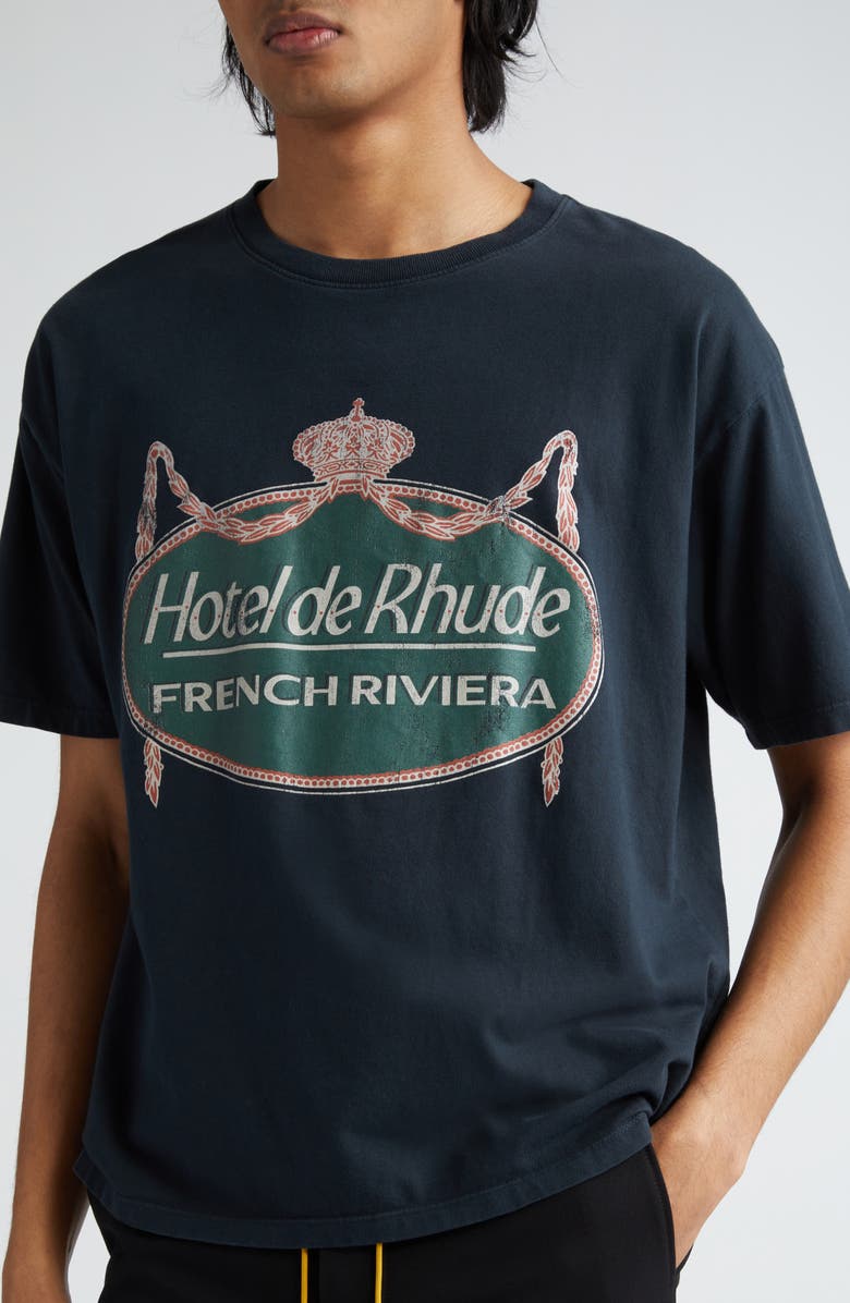 Rhude Hotel de Rhude French Riviera Graphic T-Shirt, Alternate, color, 