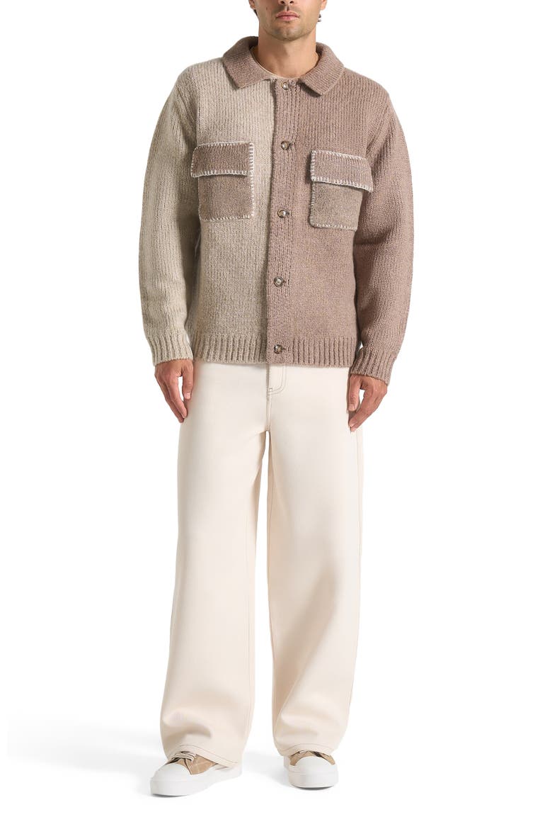 Jean Mohair-Blend Colour Block Cardigan, Main, color, Beige