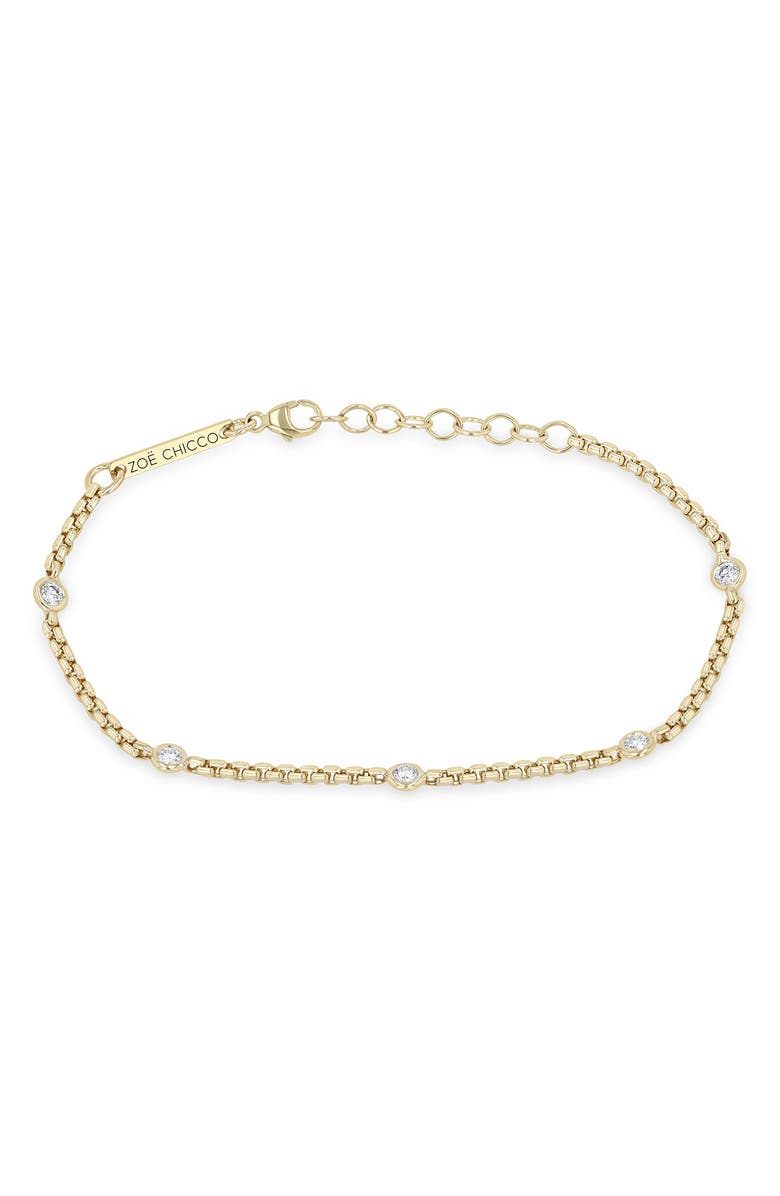 Zoë Chicco Diamond Station Box Chain Bracelet, Alternate, color, 14K Yellow Gold