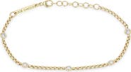 Zoë Chicco 14K Gold Floating Diamond Small Box Chain Station Bracelet