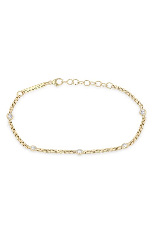 Zoë Chicco 14K Gold Floating Diamond Small Box Chain Station Bracelet in 14K Yellow Gold at Nordstrom, Size 7"