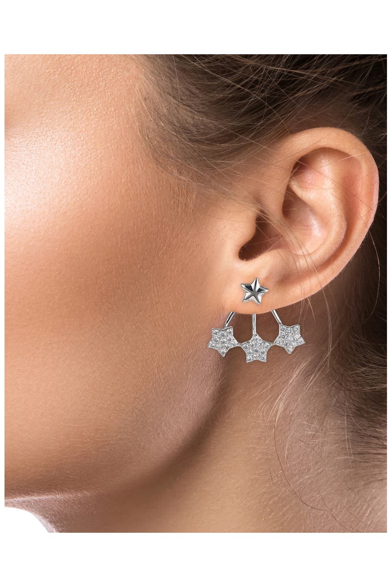 Pave CZ Star Jacket Earrings, Alternate, color, CLEAR/SILVER