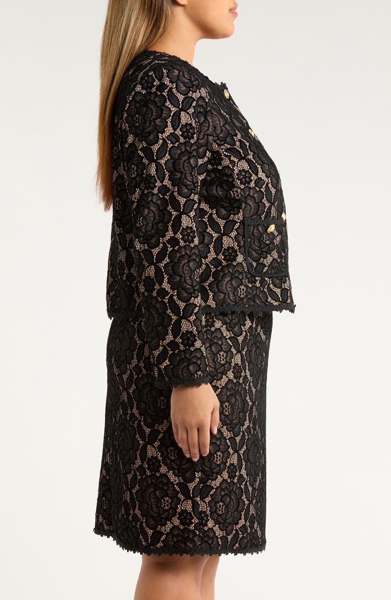 Tahari ASL Bonded Lace Jacket, Alternate, color, Black Nude