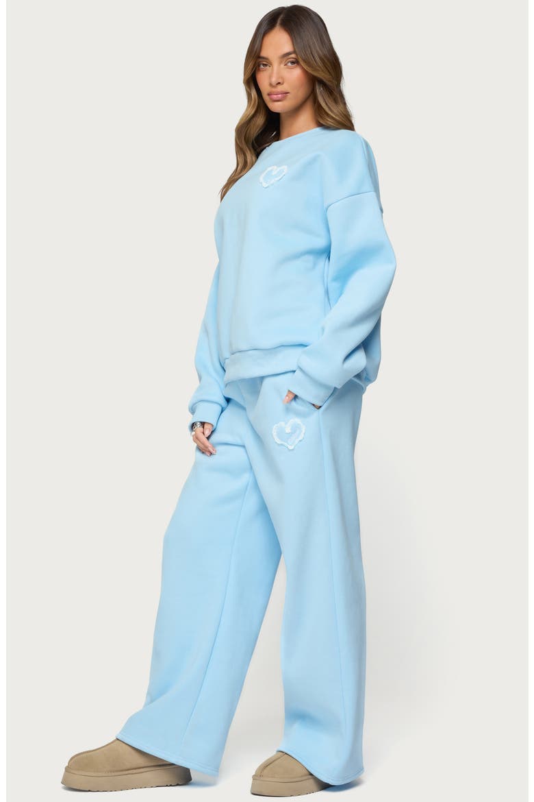 Love Wide Leg Fleece Sweatpants, Alternate, color, LIGHT-BLUE