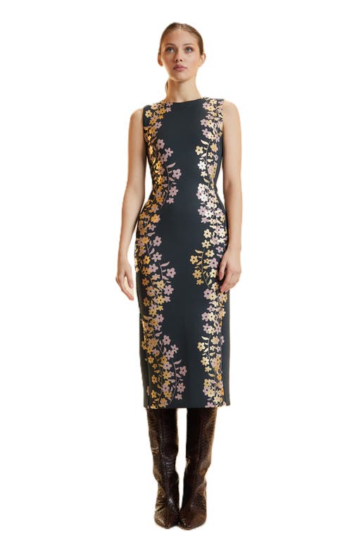 Cynthia Rowley Sleeveless Bonded Midi Dress In Brown