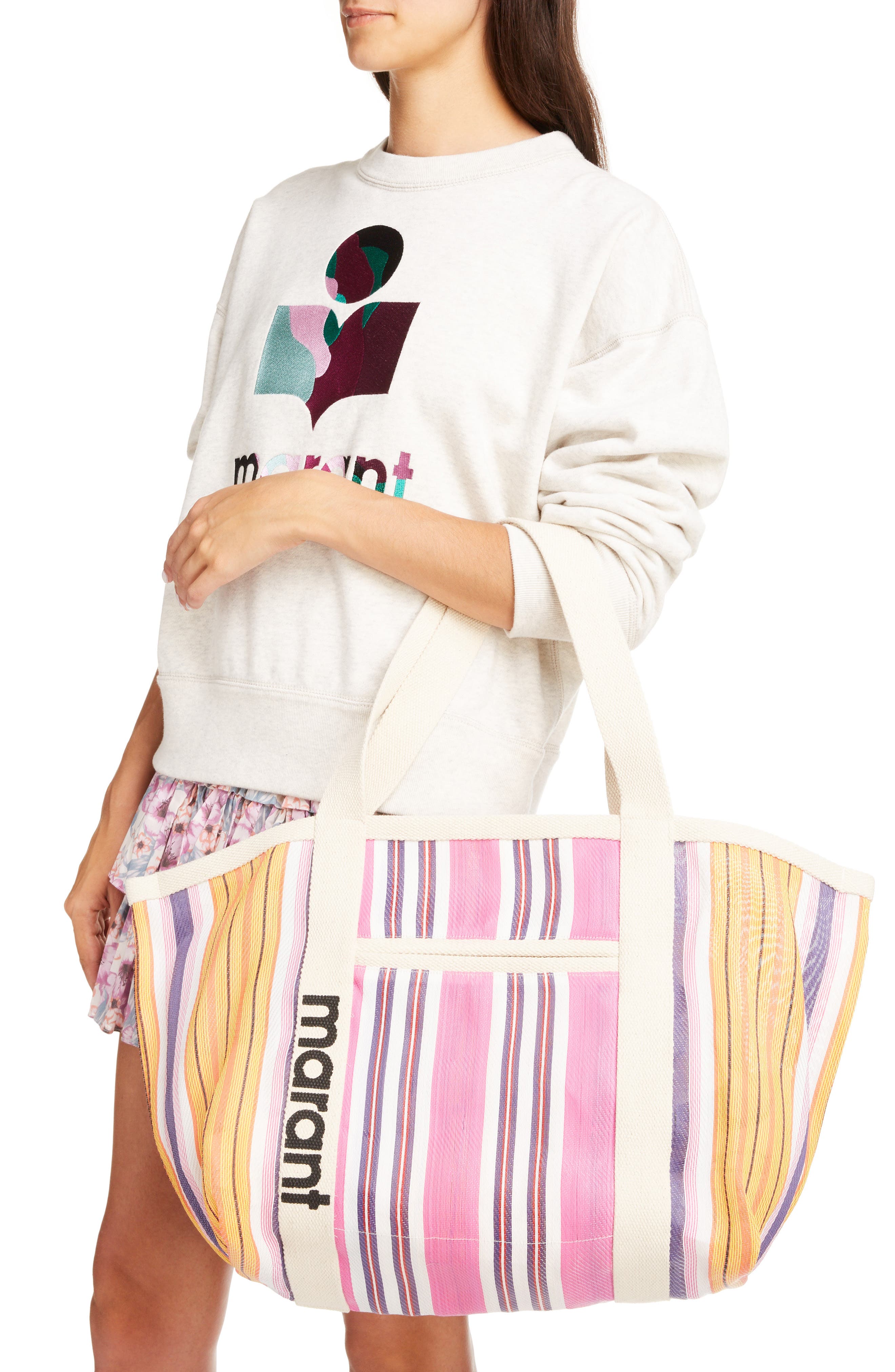 Isabel Marant Darwen Stripe Tote, Alternate, color, 