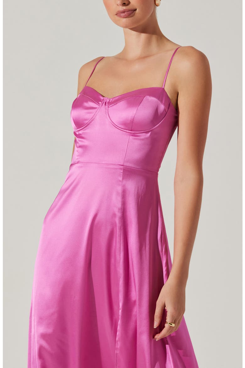 Bustier Satin Dress, Alternate, color, BUBBLEGUM