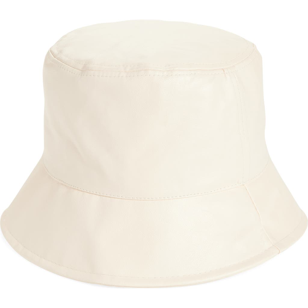 Nordstrom Rack Faux Leather Bucket Hat In Neutral