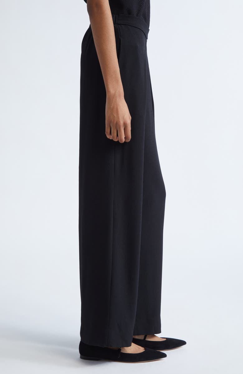 Emporio Armani Pleated Wide Leg Pants, Alternate, color, Solid Black