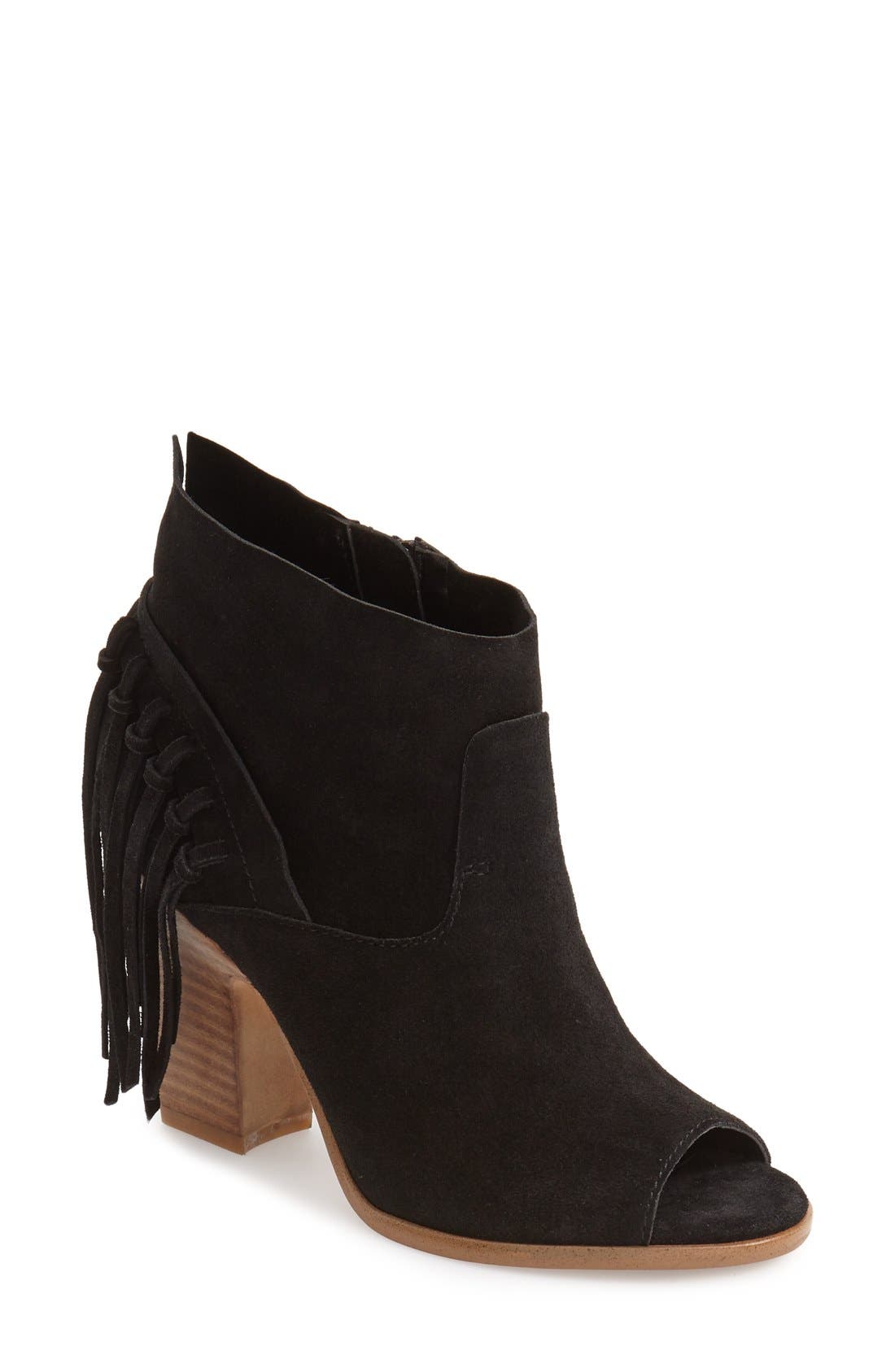 Marc Fisher LTD 'Onita' Fringe Peep Toe Bootie, Main, color, 