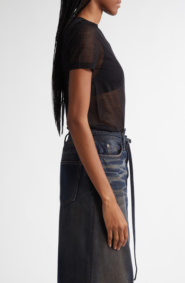 Acne Studios Kemon Seamless Sheer Wool Blend T-Shirt, Alternate, color, 