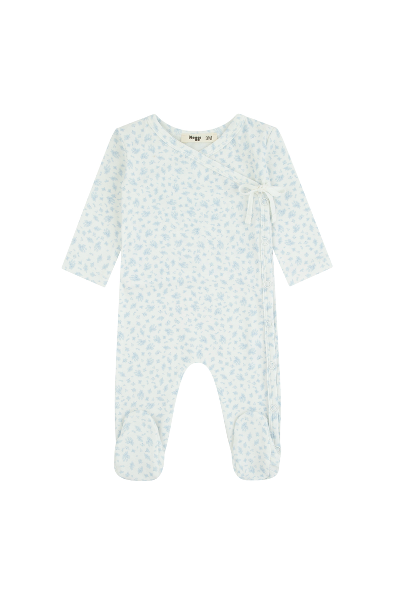 Floral Printed Wrap Footie, Main, color, Blue Floral