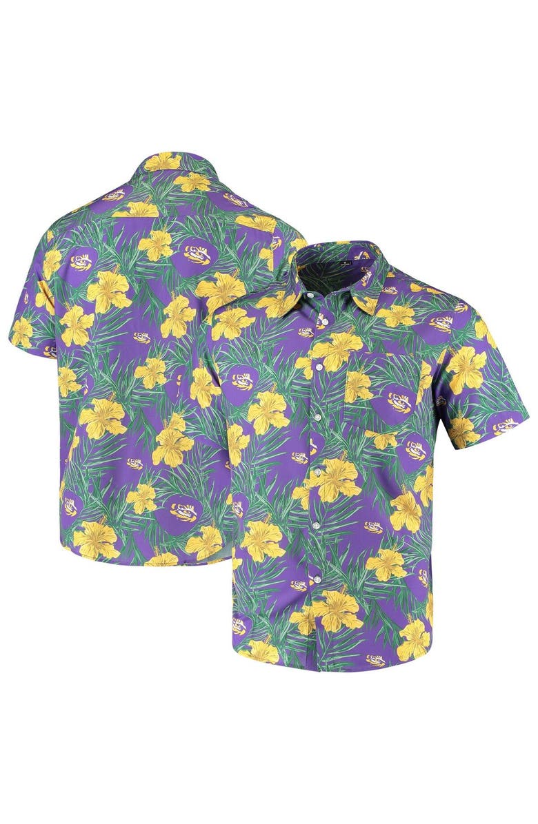 FOCO Men's Purple LSU Tigers Floral Button-Up Shirt, Alternate, color,