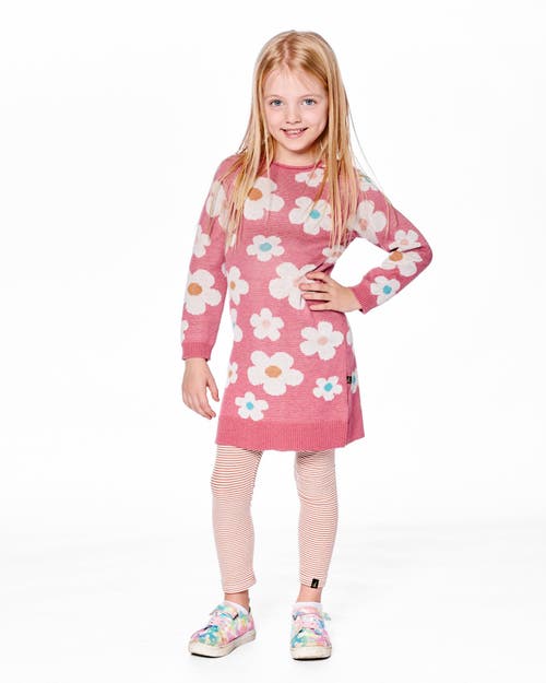Deux Par Deux Knitted Dress With Flower Jacquard In Red