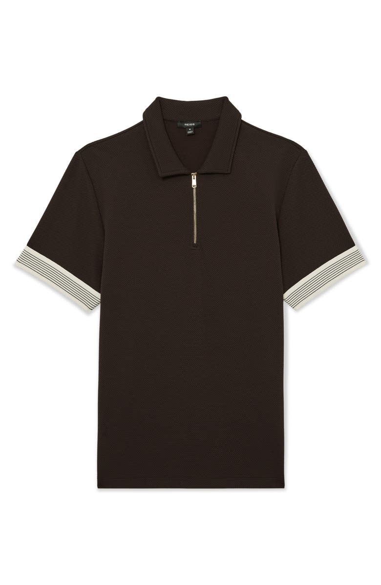 Reiss Bruno Quarter Zip Polo, Alternate, color, Chocolate Brown