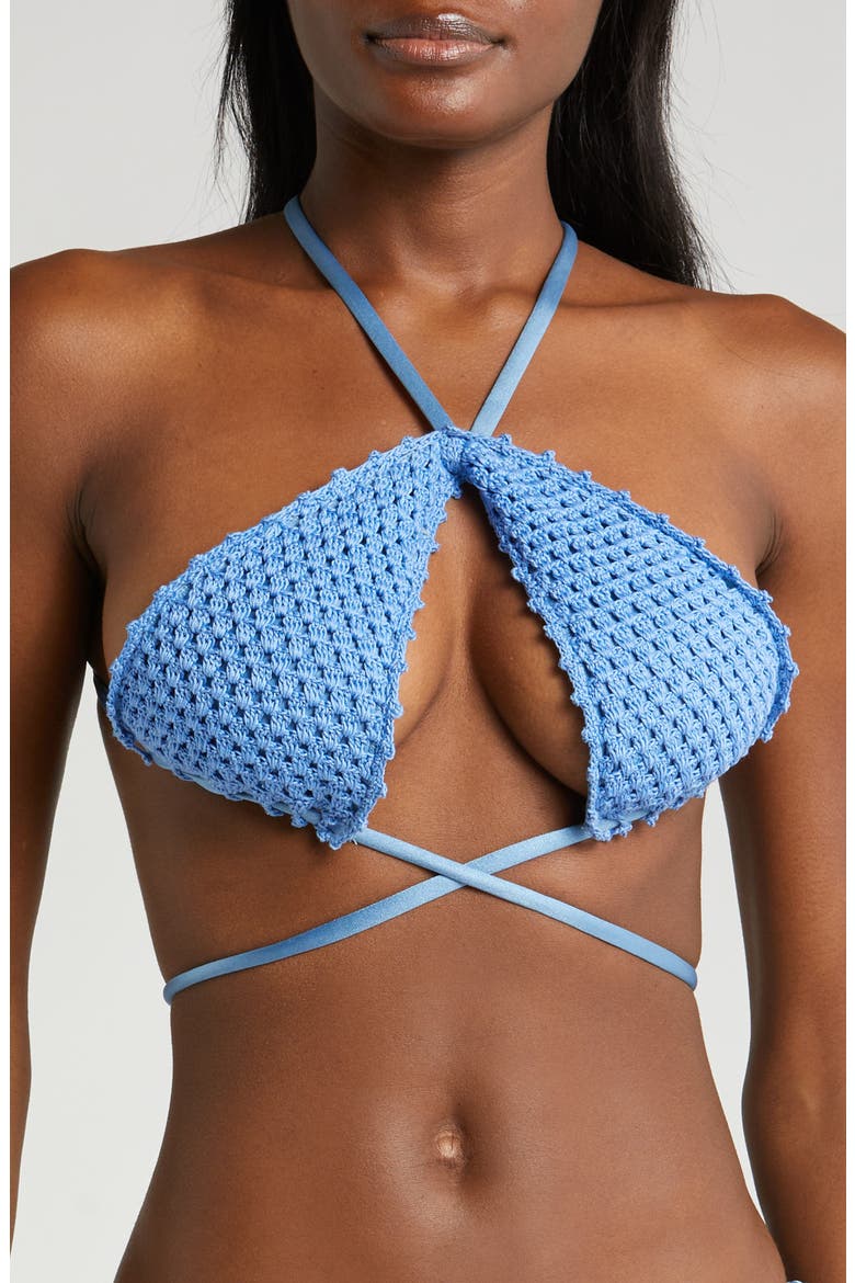 Vera Crochet Bikini Top, Main, color, BLUE