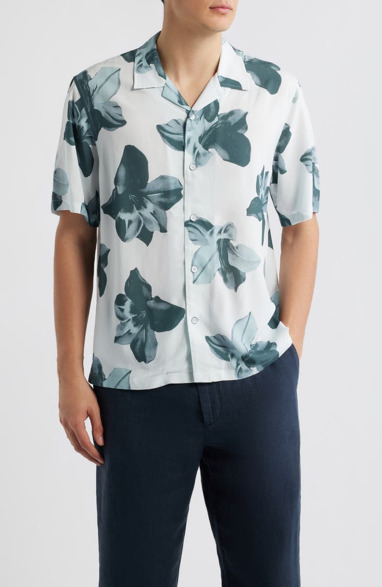 rag & bone Avery Floral Camp Shirt, Main, color, Mint