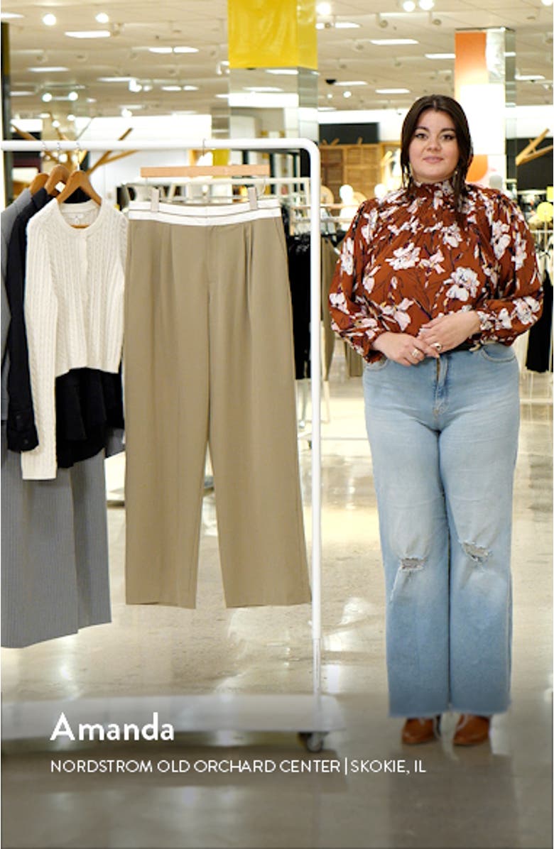 Contrast Waist Wide Leg Pants, sales video thumbnail