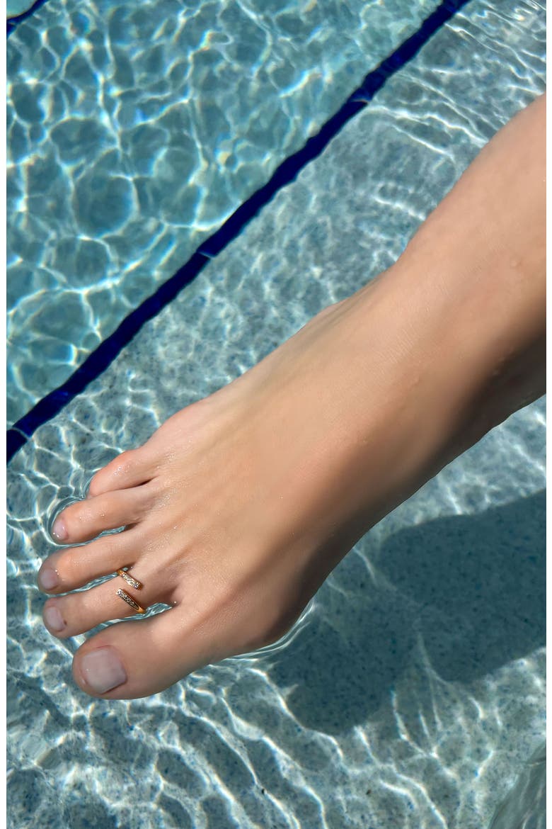 14K Gold Plated Cubic Zirconia Bypass Toe Ring, Alternate, color, GOLD