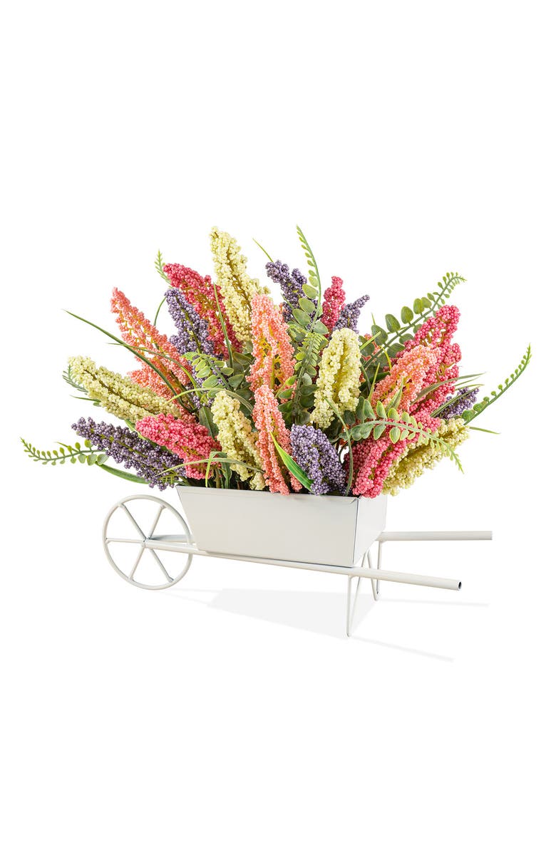 Glitzhome Spring Colors Mixed Heather Floral Cart Centerpiece, Alternate, color, Purple