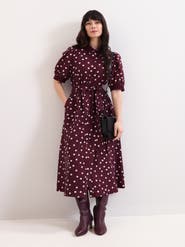Phase Eight Delphine Printed Puff Sleeve Midi Dress