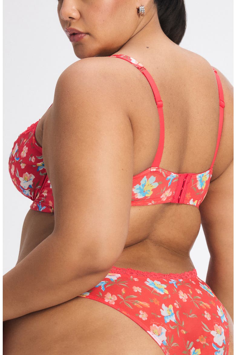 Monamour Unlined Low-Cut Balconette Bra, Alternate, color, FRUITJUICE RED PETAL POWER