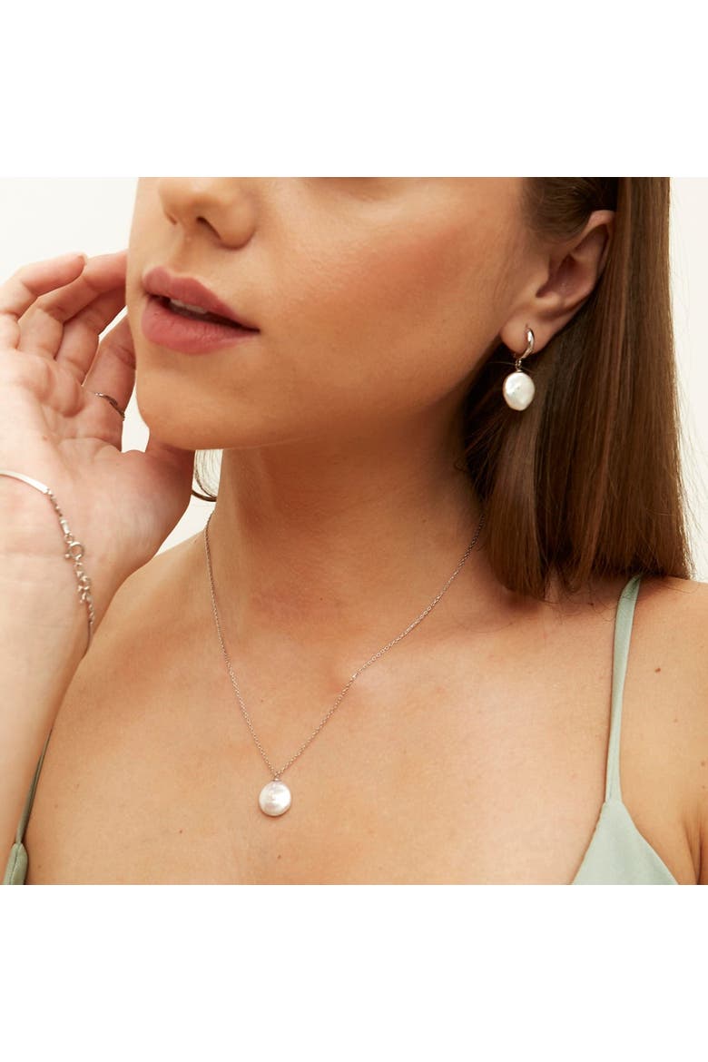 Baroque Flat Pearl Pendant Necklace Sterling Silver, Alternate, color, Silver