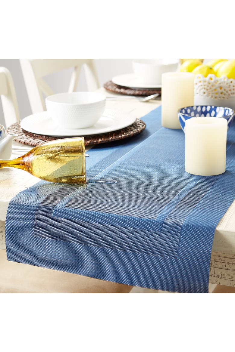 PVC Double frame Table Runner 14x72", Alternate, color, Nautical Blue