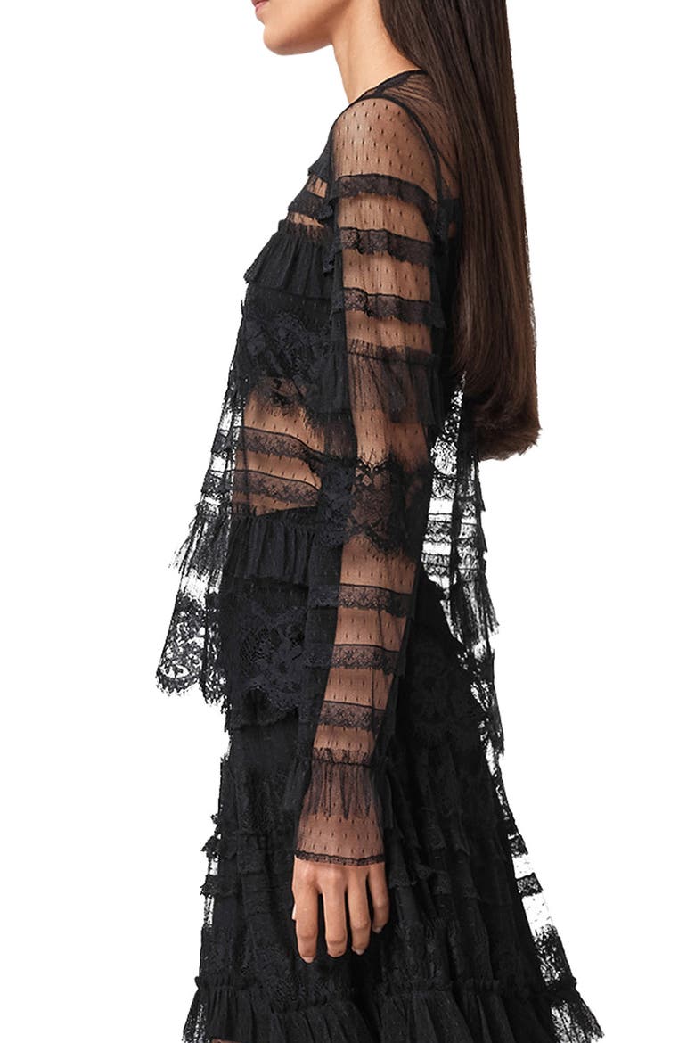 Arlea Ruffle Tulle Top, Alternate, color, BLACK