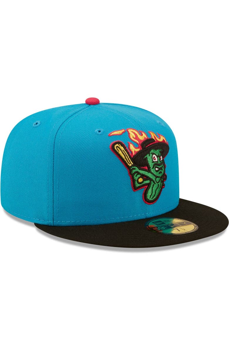 New Era Men's New Era Aqua/Black Pepinillos Picantes del Norte Copa De La Diversion 59FIFTY Fitted Hat, Alternate, color, 
