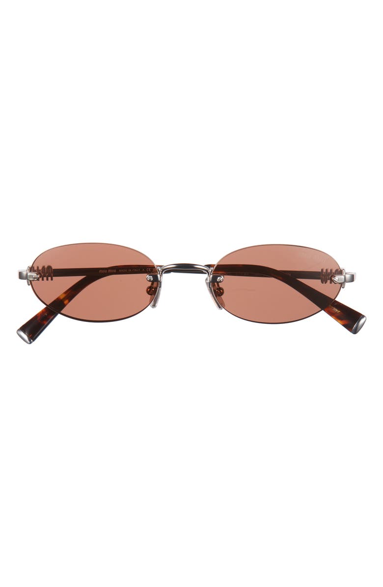 Miu Miu 51mm Oval Rimless Sunglasses, Main, color, Silver/ Brown