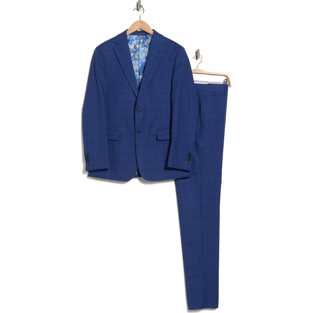 English Laundry Trim Fit Plaid Two-piece Suit In Blue