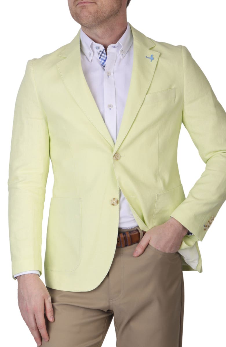TailorByrd Solid Notch Lapel Linen Blend Sport Coat, Alternate, color, Yellow