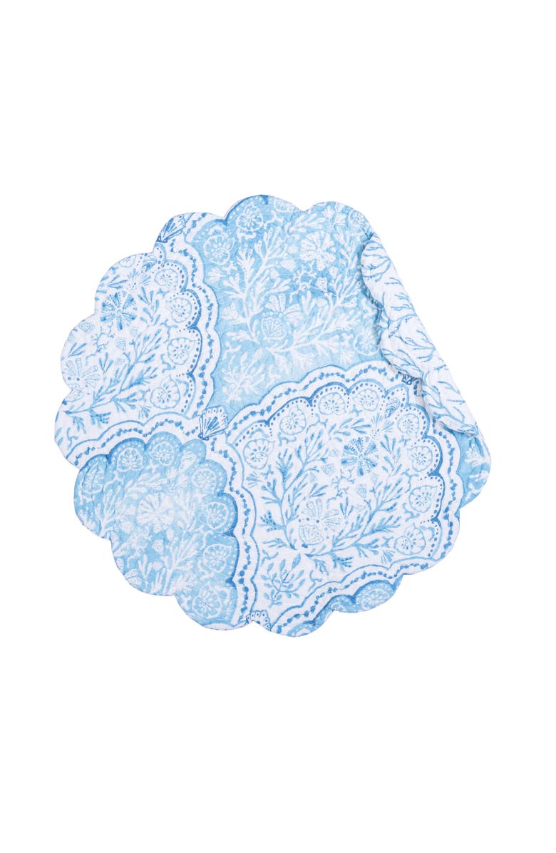 C&F Home Chinoiserie Coast Reversible Machine Washable Round Quilt Placemats Set of 6, Alternate, color, Blue