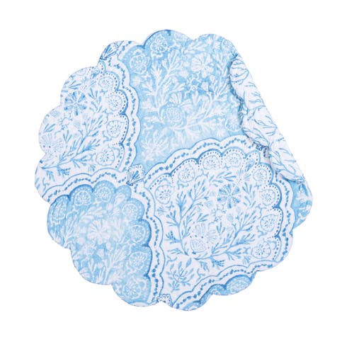 C & F Home C&f Home Chinoiserie Coast Reversible Machine Washable Round Quilt Placemats Set Of 6 In Blue