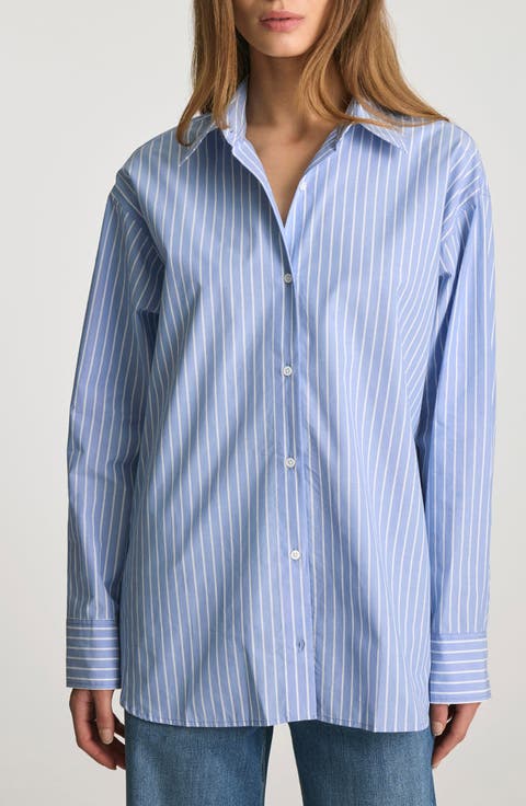 Stripe Relaxed Fit Cotton Button-Up Shirt