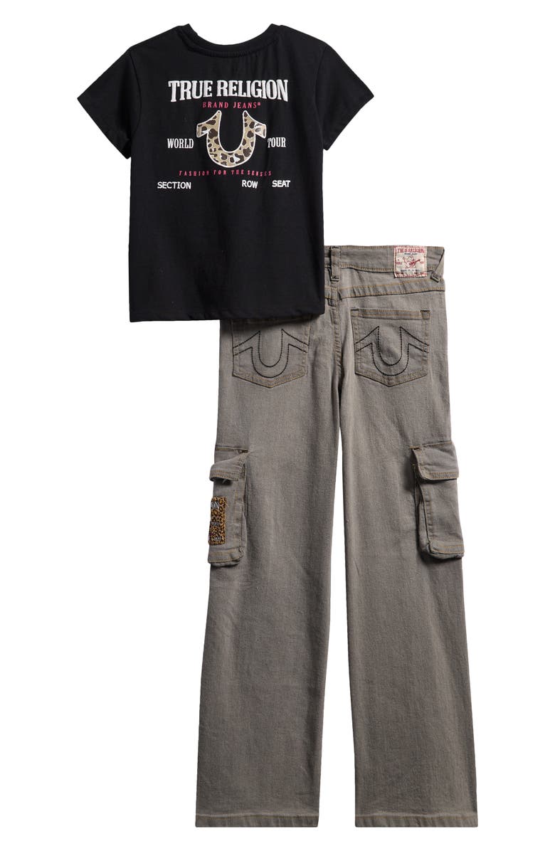 True Religion Kids' Graphic Knit T-Shirt & Cargo Pants Set, Alternate, color, Black