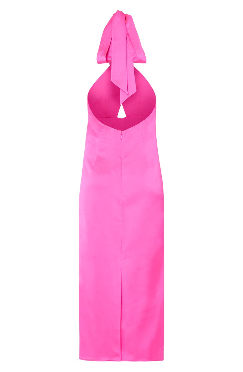 Milly Nicolette Crossover Halter Neck Keyhole Cutout Satin Dress, Alternate, color, 