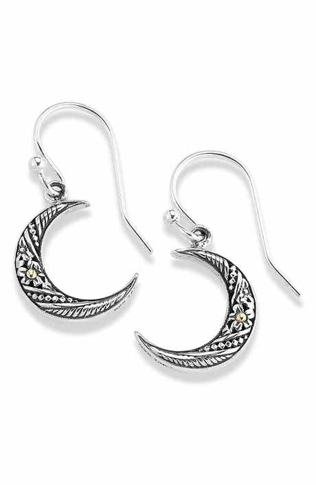 SAMUEL B. Sterling Silver & 18K Crescent Moon Earrings